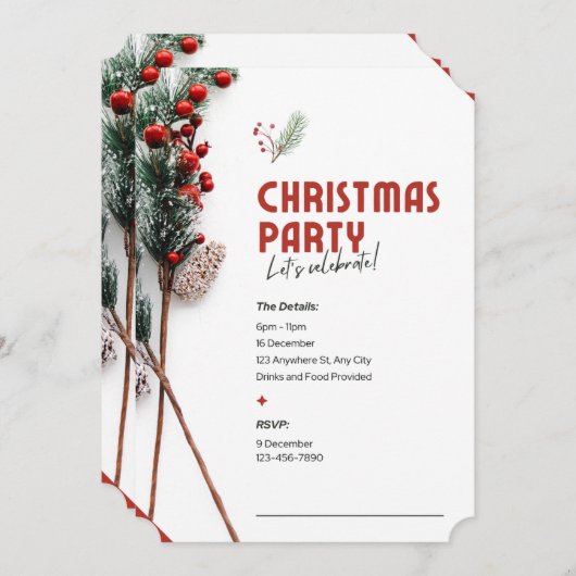 Laten we de uitnodiging voor het kerstfeest uitnod (Voorkant / Achterkant)