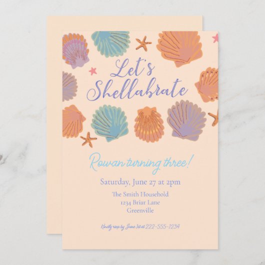 Laten we de uitnodiging voor het verjaardagsfeestj (Voorkant / Achterkant)