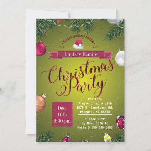 Laten we de uitnodiging voor kerstfeest vieren (Voorkant)