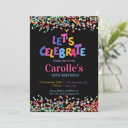 Laten we de verjaardag van Confetti vieren Kaart (Staand voorkant)