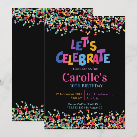 Laten we de verjaardag van Confetti vieren Kaart (Voorkant / Achterkant)