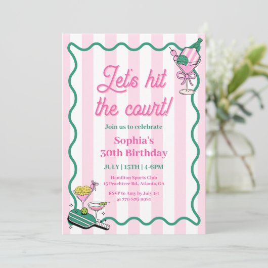 Laten we de verjaardag van de Court Pickleball sla Kaart (Staand voorkant)