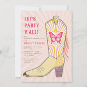 Laten we de verjaardag van de Yall Butterfly Cowbo Kaart (Voorkant)