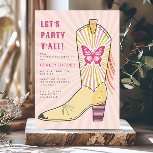 Laten we de verjaardag van de Yall Butterfly Cowbo Kaart