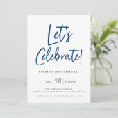 Laten we de verjaardag van het moderne blauwe schr kaart (Staand voorkant)