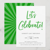 Laten we de verjaardag van het moderne groene scri kaart (Voorkant / Achterkant)