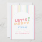 Laten we de verjaardag van Rainbow Stripes uitnodi Kaart (Voorkant)