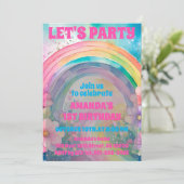 Laten we de verjaardag van Retro Pastel Rainbow Fl Kaart (Staand voorkant)