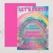 Laten we de verjaardag van Retro Pastel Rainbow Fl Kaart (Voorkant / Achterkant)