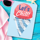 Laten we de verjaardag van Snow Cone Kids chillen Kaart<br><div class="desc">Vier de speciale dag van je liefje met deze Let's Chill Snow Cone Kids verjaardagsuitnodiging. Deze Invite heeft een grote Snow Cone tegen een lichtblauwe achtergrond. Het omgekeerde is een patroon van Sneeuwkegels. U kunt dit verder aanpassen door op de knop "PERSONALISEREN" te klikken. Overeenkomende items in onze winkel voor...</div>