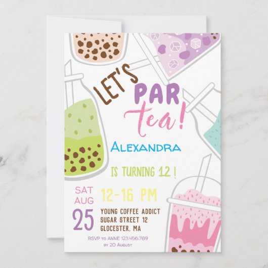 Laten we de verjaardag van thee bobba thee vieren kaart (Voorkant)