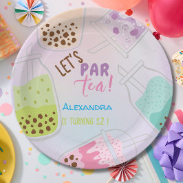 Laten we de verjaardag van thee bobba thee vieren papieren bordje