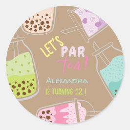 Laten we de verjaardag van thee bobba thee vieren ronde sticker