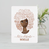 Laten we de verjaardag vieren! Zwarte vrouw aanmoe Folie Uitnodiging (Staand Voorkant)