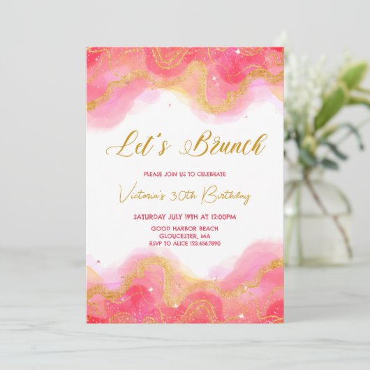 Laten we de verjaardagsuitnodiging brunchen kaart (Staand voorkant)