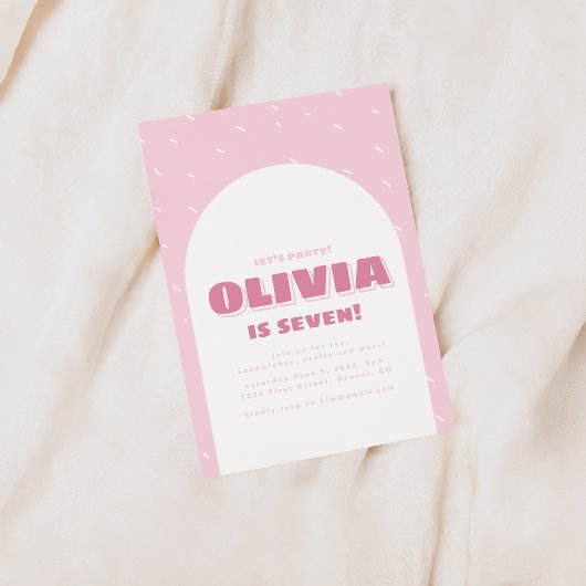 Laten we de verjaardagsuitnodiging van roze Confet Kaart