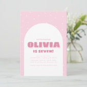 Laten we de verjaardagsuitnodiging van roze Confet Kaart (Staand voorkant)