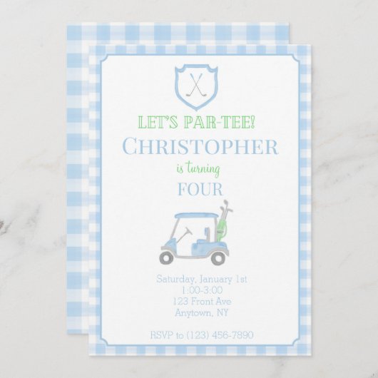 Laten we de verjaardagsuitnodiging voor kinderen v kaart (Voorkant / Achterkant)