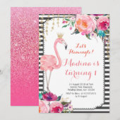 Laten we de verjaardagsuitnodiging Waterverf flami Kaart (Voorkant / Achterkant)