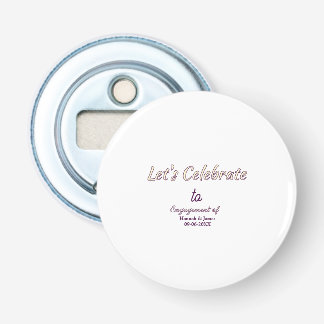 Laten we de verloving van naam datum geel vieren button flesopener