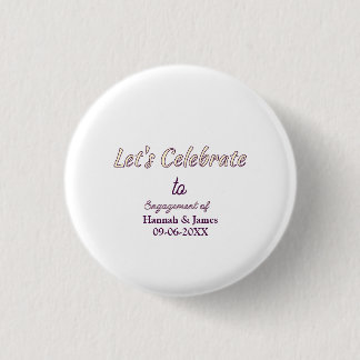 Laten we de verloving van naam datum geel vieren ronde button 3,2 cm