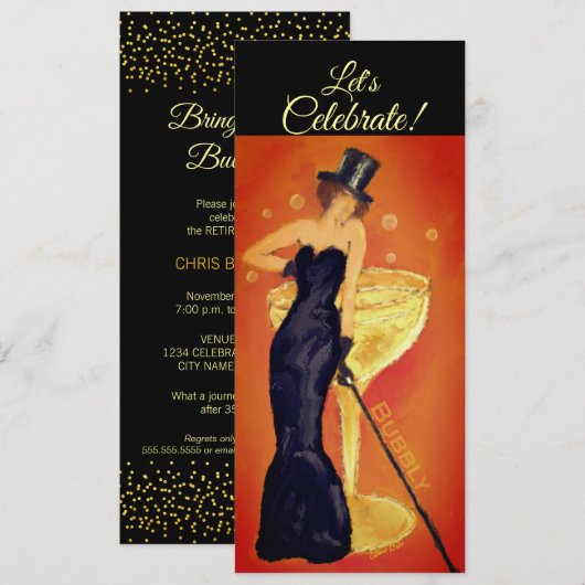 Laten we de viering vieren van de champagne Lady U Kaart (Voorkant / Achterkant)