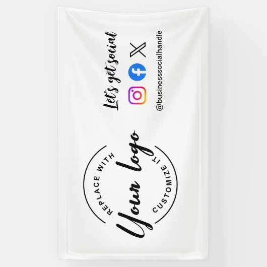 Laten we de website van Social Media Custom logo B Spandoek (Verticaal)