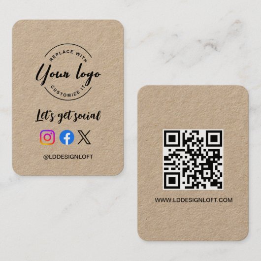 Laten we de website voor sociale media QR-code Aan Visitekaartje (Voorkant / Achterkant)