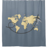 Laten we de wereldillustratie reizen douchegordijn (Voorkant)