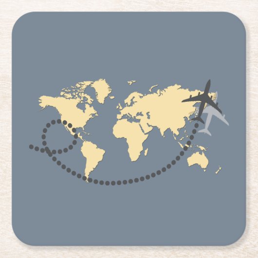 Laten we de wereldillustratie reizen kartonnen onderzetters (Voorkant)