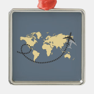 Laten we de wereldillustratie reizen metalen ornament