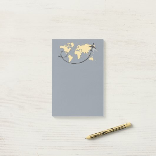 Laten we de wereldillustratie reizen post-it® notes (Op bureau)