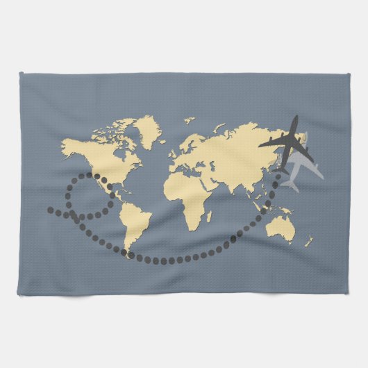 Laten we de wereldillustratie reizen theedoek (Horizontaal)