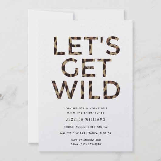 Laten we de Wilde Dierlijke Bachelorette Party hal Kaart (Voorkant)