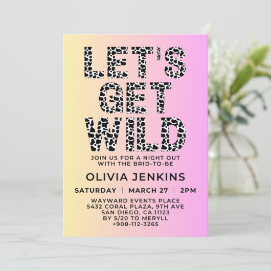 Laten we de Wilde Dierlijke Bachelorette Party hal Kaart (Staand voorkant)