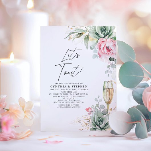 Laten we de winnende roze Floral Engagement Party Kaart