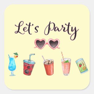 Laten we de zomervakantie Soiree houden Vierkante Sticker