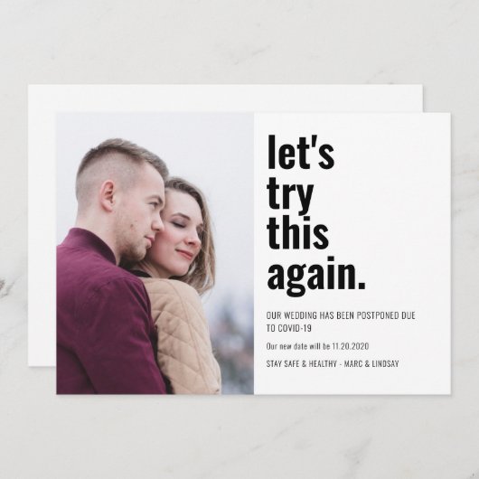 Laten we deze foto opnieuw proberen De datum wijzi Save The Date (Voorkant / Achterkant)