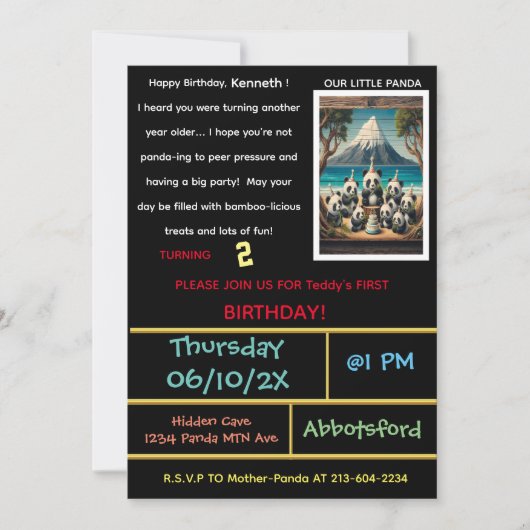 Laten we deze Panda-feestje beginnen! Kaart (Voorkant)