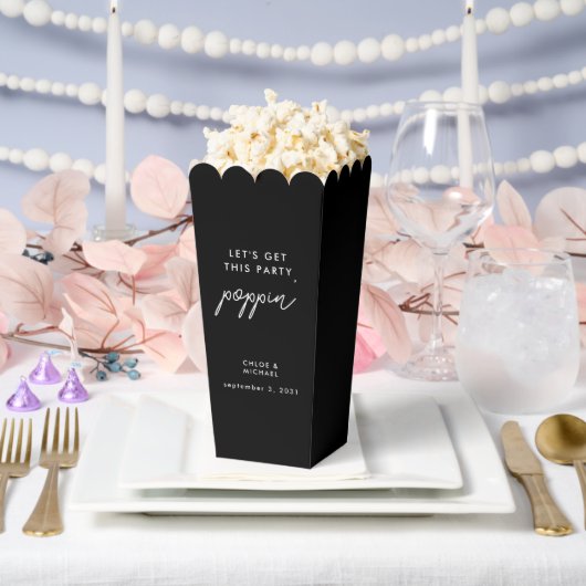 Laten we deze partij Poppin Black Wedding Popcorn Bedankdoosjes (Huwelijk)