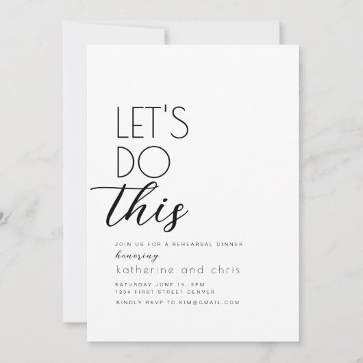 Laten we deze repetitie dineruitnodiging doen kaart (Voorkant)