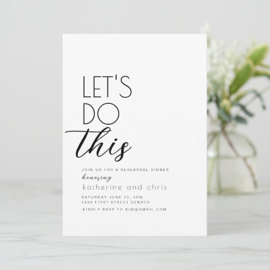 Laten we deze repetitie dineruitnodiging doen kaart (Staand voorkant)