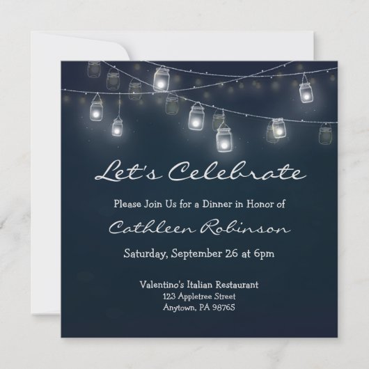 Laten we Dinner Mason Jar Lichten Vieren Kaart (Voorkant)