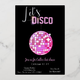 Laten we Disco Afscheidsparty Laatste Dans Neon Folie Uitnodiging