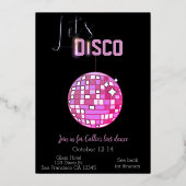 Laten we Disco Bachelorette Last Dance Neon Folie Uitnodiging (Voorkant)