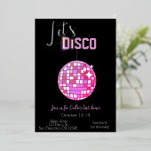 Laten we Disco Bachelorette Last Dance Neon Folie Uitnodiging (Staand Voorkant)
