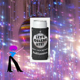 Laten we Disco Ball Black verjaardag vieren Seltzer Blikjeskoeler