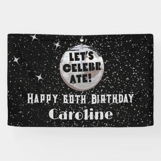 Laten we Disco Ball vieren 60 JAAR Verjaardag Spandoek (Horizontaal)