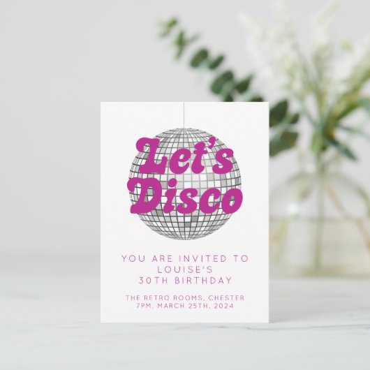 Laten we Disco Feestje Uitnodiging (Staand voorkant)