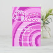 Laten we Disco Groovy Wave Retro 70s Paarse Verjaa Kaart (Staand voorkant)